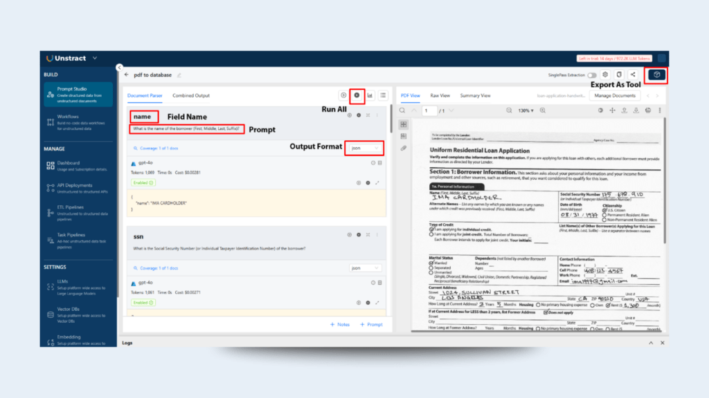extract data from pdf to database postgres